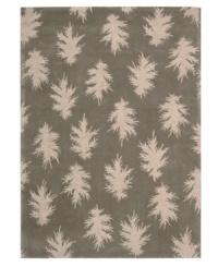 Falling leaves impart jagged-edged style balanced by a solid carbon background. Hand tufted from 100% natural wool, this plush Calvin Klein rug is crafted using the cut-and-loop pile technique that creates a unique matte surface texture. Falling leaves impart jagged-edged style balanced by a solid carbon background. Hand tufted from 100% natural wool, this plush Calvin Klein rug is crafted using the cut-and-loop pile technique that creates a unique matte surface texture.