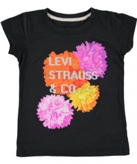 Levi's Silver Blocks & Bold Blossoms T-Shirt (Sizes 4 - 6X) - black, 6