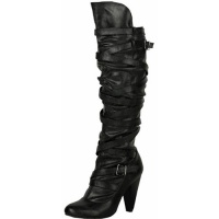 Fahrenheit Luga-05 Black Faux Leather Over Knee High Heel Boots, Size: 6 (M) US [Apparel]