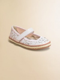 A charming pattern of cutout daisies with rhinestone centers defines this sweet Mary Jane style with jute edging.Faux leather upperGrip tape close strapRhinestone accentsPadded insoleTextured composite rubber sole with jute edgingFaux leather liningImported A charming pattern of cutout daisies with rhinestone centers defines this sweet Mary Jane style with jute edging.Faux leather upperGrip tape close strapRhinestone accentsPadded insoleTextured composite rubber sole with jute edgingFaux leather liningImported