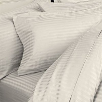 Egyptian Bedding 1200 Thread-Count, Queen Pillow Cases, Ivory Stripe, Set of 2 Egyptian Bedding 1200 Thread-Count, Queen Pillow Cases, Ivory Stripe, Set of 2