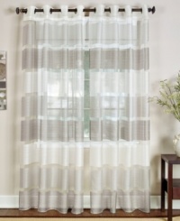 A minimalist view that incorporates just a touch of shimmer, the Continental window collection from Elrene brings a contemporary geometric design to your window's view. Large grommets make hanging and styling easier. A minimalist view that incorporates just a touch of shimmer, the Continental window collection from Elrene brings a contemporary geometric design to your window's view. Large grommets make hanging and styling easier.