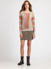 Featuring timeless stripes enhanced with shimmering metallic thread, a resplendent sweater offering glamorous style. Round neckLong sleevesAsymmetrical front zipperPull-on designRibbed trimAbout 25 from shoulder to hemViscose/polyester/metallic threadDry cleanImportedSIZE & FIT Model shown is 5'10 (180cm) wearing a US size Small. Featuring timeless stripes enhanced with shimmering metallic thread, a resplendent sweater offering glamorous style. Round neckLong sleevesAsymmetrical front zipperPull-on designRibbed trimAbout 25 from shoulder to hemViscose/polyester/metallic threadDry cleanImportedSIZE & FIT Model shown is 5'10 (180cm) wearing a US size Small.