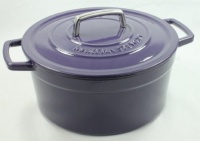 Purple (Eggplant) Enameled Cast Iron 6 Qt. Round Dutch Oven Casserole Purple (Eggplant) Enameled Cast Iron 6 Qt. Round Dutch Oven Casserole