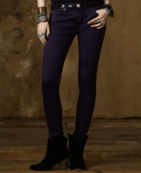 A unique color and light fading exude a stylish yet rugged quality on Denim & Supply Ralph Lauren's skinny-fitting jean. A unique color and light fading exude a stylish yet rugged quality on Denim & Supply Ralph Lauren's skinny-fitting jean.