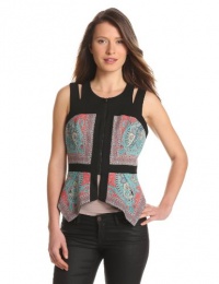 BCBGMAXAZRIA Women's Alex Printed Vest, Tahiti Blue, X-Small BCBGMAXAZRIA Women's Alex Printed Vest, Tahiti Blue, X-Small