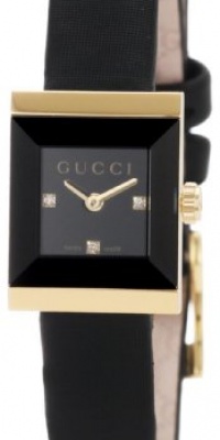 Gucci Women's YA128505 G-Frame Square Black Satin Strap 18k Case Watch