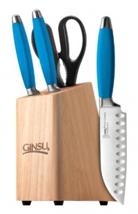 Ginsu Sofuto Series 5-Piece Japanese 420J2 Stainless Steel Lotus Style Cutlery Set in Natural Storage Block 5824 Ginsu Sofuto Series 5-Piece Japanese 420J2 Stainless Steel Lotus Style Cutlery Set in Natural Storage Block 5824