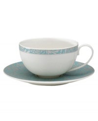 With a fresh, feminine feel and exceptional durability, the Lucille Teal teacup delivers lasting style to every day and occasion. A fanciful pattern inspired by 1950s lace trims and drapes creamy, contemporary porcelain from Denby. With a fresh, feminine feel and exceptional durability, the Lucille Teal teacup delivers lasting style to every day and occasion. A fanciful pattern inspired by 1950s lace trims and drapes creamy, contemporary porcelain from Denby.