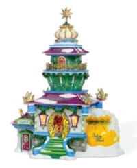 A bright light in the cold, white North Pole landscape, Tinkerbell's luxe lighthouse features fantastical swirls of emerald, violet and ice-blue rooftops and gold replicas of the famous pixie. Tink's wand shop and fairy dust work magic on your holiday decor. A bright light in the cold, white North Pole landscape, Tinkerbell's luxe lighthouse features fantastical swirls of emerald, violet and ice-blue rooftops and gold replicas of the famous pixie. Tink's wand shop and fairy dust work magic on your holiday decor.