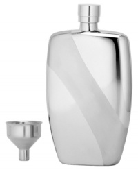 Bring your own drink in this stylish flask, featuring polished stainless steel with a matte-finished stripe. A fantastic gift and go-to favorite from Gorham's That's Entertainment barware collection. With funnel for easy filling. Bring your own drink in this stylish flask, featuring polished stainless steel with a matte-finished stripe. A fantastic gift and go-to favorite from Gorham's That's Entertainment barware collection. With funnel for easy filling.