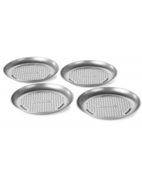Dish out the perfect pie! These mini personal pans give homemade (or even store bought) crust the crunch you love. Each perforated, heavy-gauge steel pan features two interlocking layers of high-performance nonstick that browns and perfectly crisps. Lifetime warranty. Dish out the perfect pie! These mini personal pans give homemade (or even store bought) crust the crunch you love. Each perforated, heavy-gauge steel pan features two interlocking layers of high-performance nonstick that browns and perfectly crisps. Lifetime warranty.