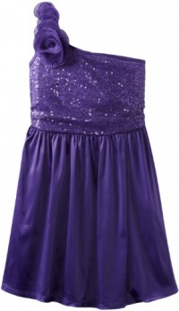 Ruby Rox Kids Girls 7-16 One-Shoulder Glitter Dress, Purple, 12 Ruby Rox Kids Girls 7-16 One-Shoulder Glitter Dress, Purple, 12