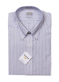 Eagle Mens White Blue Stripe 100% Cotton Dress Shirt Eagle Mens White Blue Stripe 100% Cotton Dress Shirt