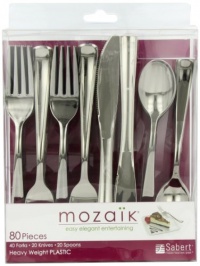 Mozaik Combo Cutlery Set, Silver (40 Forks, 20 Knives, 20 Spoons), 80-Count Cutlery Mozaik Combo Cutlery Set, Silver (40 Forks, 20 Knives, 20 Spoons), 80-Count Cutlery