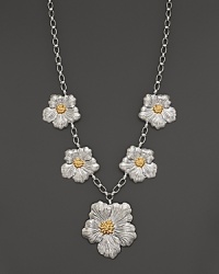 Delicate gardenias, captured at the height of their beauty in sterling silver and 18K yellow gold, bloom on this necklace from Buccellati. Delicate gardenias, captured at the height of their beauty in sterling silver and 18K yellow gold, bloom on this necklace from Buccellati.
