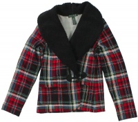 Lauren Ralph Lauren Women's Fleece Faux-Shearling Shawl-Collar Plaid Sweatshirt (Black Multi) (Small) Lauren Ralph Lauren Women's Fleece Faux-Shearling Shawl-Collar Plaid Sweatshirt (Black Multi) (Small)