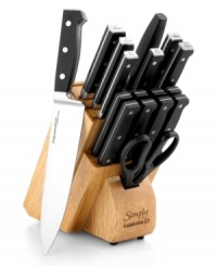 High-carbon blades take on every slice with precision, strength and balance. The forged full-tang design of each superior piece puts balance into your hand, so you always make a cut above the rest. High-carbon blades take on every slice with precision, strength and balance. The forged full-tang design of each superior piece puts balance into your hand, so you always make a cut above the rest.