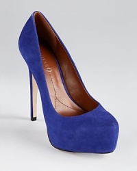 In royal blue suede, the Boutique 9 Kimberly platforms showcase saturated color on a sky-high silhouette. In royal blue suede, the Boutique 9 Kimberly platforms showcase saturated color on a sky-high silhouette.