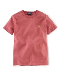 A classic tee is rendered in solid cotton jersey for a fun and casual look. A classic tee is rendered in solid cotton jersey for a fun and casual look.