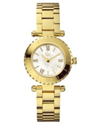 An elegantly golden timepiece made for the modern woman, by Gc Swiss Made Timepieces. An elegantly golden timepiece made for the modern woman, by Gc Swiss Made Timepieces.