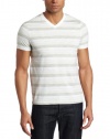 Perry Ellis Men's Short Sleeve Stripe V-Neck Tee