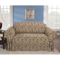 Sure Fit Scroll 1-Piece Loveseat Slipcover, Brown Sure Fit Scroll 1-Piece Loveseat Slipcover, Brown