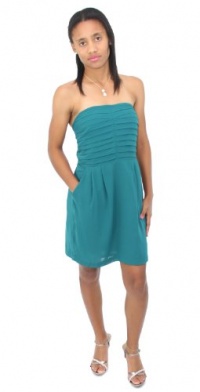 Bar III Dress, Strapless Sweetheart Pleated Pocketed Dress Marine Teal Large Bar III Dress, Strapless Sweetheart Pleated Pocketed Dress Marine Teal Large