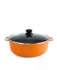 Channel authentic Latin cuisine with a cast aluminum caldero that expertly distributes heat for succulent soups, aromatic rice dishes and hearty stews. With the ability to hold more ingredients and an attractive orange textured exterior, this pot makes entertaining at dinner parties a breeze. Channel authentic Latin cuisine with a cast aluminum caldero that expertly distributes heat for succulent soups, aromatic rice dishes and hearty stews. With the ability to hold more ingredients and an attractive orange textured exterior, this pot makes entertaining at dinner parties a breeze.