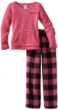 Calvin Klein Girls 7-16 Ck 2 Piece Plaid Set, Pink, Small/7-8