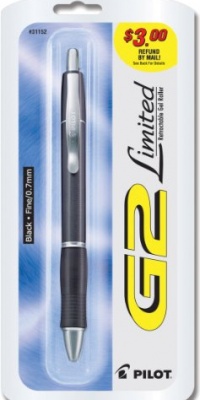 Pilot G2 Limited Retractable Gel Ink Rolling Ball Pen, Fine Point, Barrel Color May Vary, Black Ink (31532) Pilot G2 Limited Retractable Gel Ink Rolling Ball Pen, Fine Point, Barrel Color May Vary, Black Ink (31532)