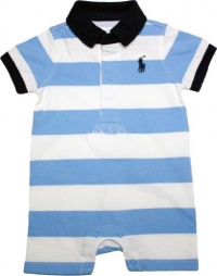 Ralph Lauren Layette Boys Striped Rugby Shortall, Lt Blue, 3 M Ralph Lauren Layette Boys Striped Rugby Shortall, Lt Blue, 3 M