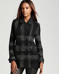 Proving tweed and plaid are still chic, this of-the-moment Burberry London coat wows on the weekend in a tailored silhouette rendered in a warm wool blend. Proving tweed and plaid are still chic, this of-the-moment Burberry London coat wows on the weekend in a tailored silhouette rendered in a warm wool blend.