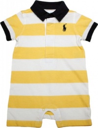 Ralph Lauren Layette Boys Striped Rugby Shortall, Yellow, 9 M Ralph Lauren Layette Boys Striped Rugby Shortall, Yellow, 9 M