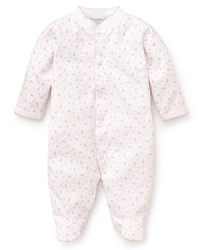 Pink hearts and stars create a sweet constellation on this soft Pima cotton Kissy Kissy footie. Pink hearts and stars create a sweet constellation on this soft Pima cotton Kissy Kissy footie.