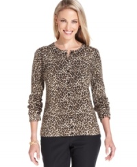 Charter Club's animal-print cardigan lends a wild touch to your wardrobe. Charter Club's animal-print cardigan lends a wild touch to your wardrobe.