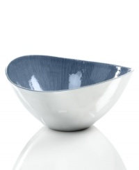 Full of surprises, this collection of handcrafted salad bowls features sleek, polished aluminum lined with lustrous blue enamel. It's a striking home accent no matter what's on your menu. From the Simply Designz serveware and serving dishes collection.