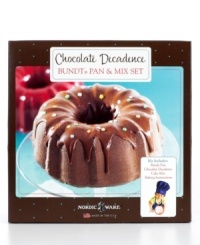 Everything you need to savor the deep, dark flavor of the chocolate decadence cake is in one box. Simply prepare the mix in the nonstick bundt pan and indulge in a deeply sinful cake cooked to perfection by the heavy cast aluminum of the pan. 5-year warranty. Everything you need to savor the deep, dark flavor of the chocolate decadence cake is in one box. Simply prepare the mix in the nonstick bundt pan and indulge in a deeply sinful cake cooked to perfection by the heavy cast aluminum of the pan. 5-year warranty.