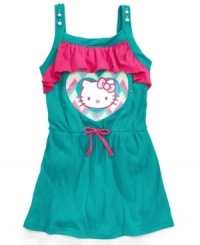 Cute and comfy. She can rock her cute looks under the summer sun in this tank dress from Hello Kitty. Cute and comfy. She can rock her cute looks under the summer sun in this tank dress from Hello Kitty.