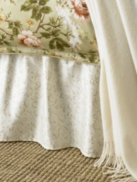 Lauren by Ralph Lauren Bedding; Yorkshire Rose Cream Tonal Vine TWIN Bedskirt Lauren by Ralph Lauren Bedding; Yorkshire Rose Cream Tonal Vine TWIN Bedskirt