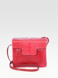 This petite style is constructed in luxurious python with a long crossbody strap.Shoulder strap, 22½ dropMagnetic flap closureOne outside open pocketOne open pocket under flapOne inside zip pocketSuede lining8¼W X 7H X 3DImported This petite style is constructed in luxurious python with a long crossbody strap.Shoulder strap, 22½ dropMagnetic flap closureOne outside open pocketOne open pocket under flapOne inside zip pocketSuede lining8¼W X 7H X 3DImported