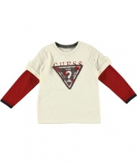 GUESS Kids Boys Toddler Long-Sleeve Triangle Tee, OFF WHITE (24M) GUESS Kids Boys Toddler Long-Sleeve Triangle Tee, OFF WHITE (24M)