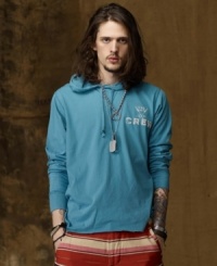 The always-indispensable fleece hoodie transitions from a casual essential to a rugged downtown favorite with a crew-inspired graphic. The always-indispensable fleece hoodie transitions from a casual essential to a rugged downtown favorite with a crew-inspired graphic.