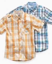 Perk up with plaid. He'll look as cheery as he feels in this comfortable shirt from Akademiks. Perk up with plaid. He'll look as cheery as he feels in this comfortable shirt from Akademiks.
