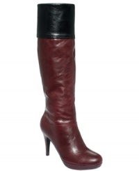 Sophisticated contrast. Marc Fisher's Sashi tall dress boots feature an elegant, yet trendy two-toned shaft.