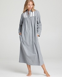 'Tis the season for flannel nightgowns-especially Eileen West's version with a Mandarin collar and feminine embroidery. 'Tis the season for flannel nightgowns-especially Eileen West's version with a Mandarin collar and feminine embroidery.