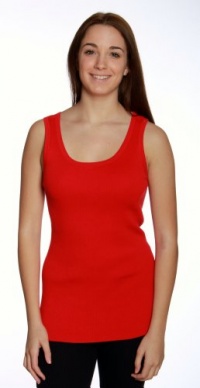 (G28083O-L) Magaschoni Cotton Silk Ribbed Tank Top in Blood Orange Size: L (G28083O-L) Magaschoni Cotton Silk Ribbed Tank Top in Blood Orange Size: L