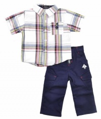 LRG Infant Boys 2Pc White Navy Plaid Shirt Woven & Pant Set (3/6M) LRG Infant Boys 2Pc White Navy Plaid Shirt Woven & Pant Set (3/6M)