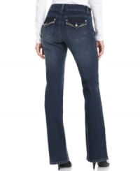 These Style&co. bootcut jeans fit your petite frame and hug your curves in all the right ways! Special seams at the back pockets create a slimming effect while a petite length provides a perfectly tailored look. These Style&co. bootcut jeans fit your petite frame and hug your curves in all the right ways! Special seams at the back pockets create a slimming effect while a petite length provides a perfectly tailored look.