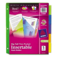 Avery Big Tab Two-Pocket Insertable Plastic Dividers, 5-Tab Set (11906) Avery Big Tab Two-Pocket Insertable Plastic Dividers, 5-Tab Set (11906)